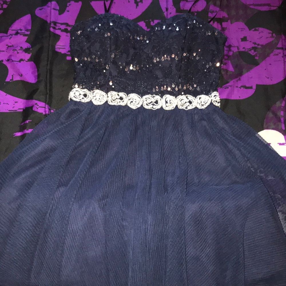 NAVY BLUE SHORT HOMECOMING DRESS